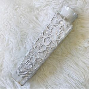 Floral White Glazed Pottery Vase
